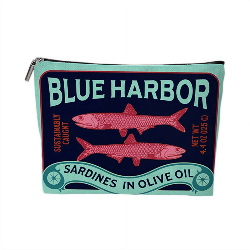 Sardine Makeup Bag,Cute Small Fish Cosmetic Bag,Creative Pencil Case Pouch Birthday Present for Women Friends - Image 1